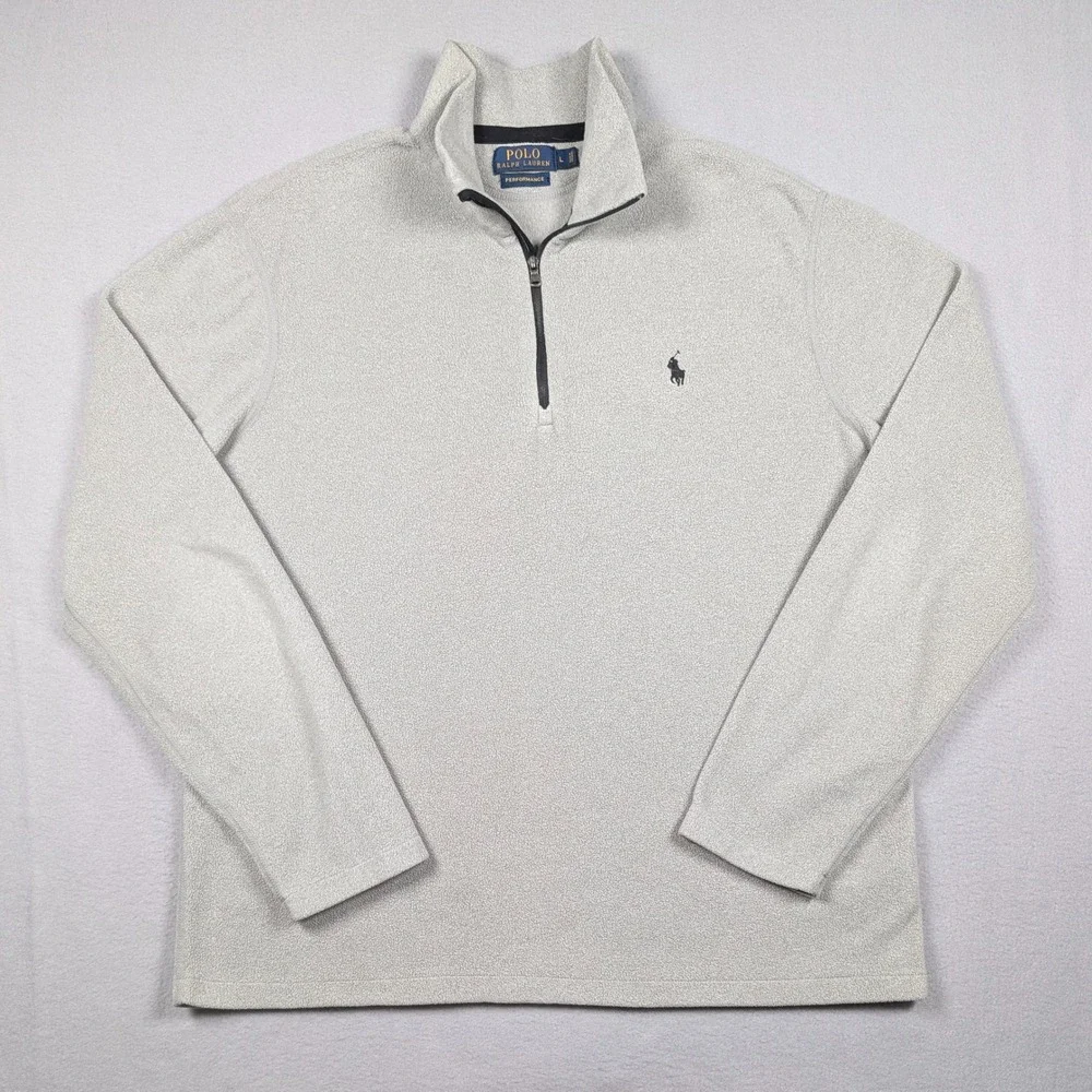 Polo Ralph Lauren Fleece Pullover Mens Large Gray Performance 1/4 Zip Pony Logo